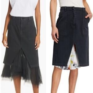 Le Superbe Women's Ms Benjamin Black Layering Cotton Split Hem Skirt Size 6